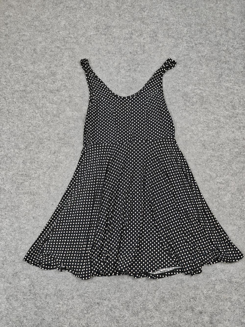Free People Dress Womens Medium Black Polka Dot Fit & Flare Sundress Strappy
